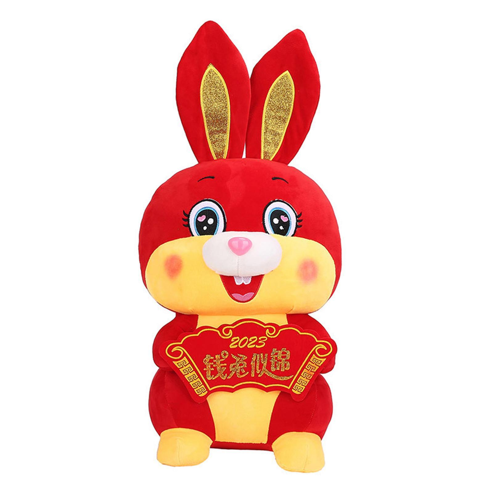 Chinese New Year Plush Toys Bunny Cute Figurine Ornament for New Year Gift Holiday