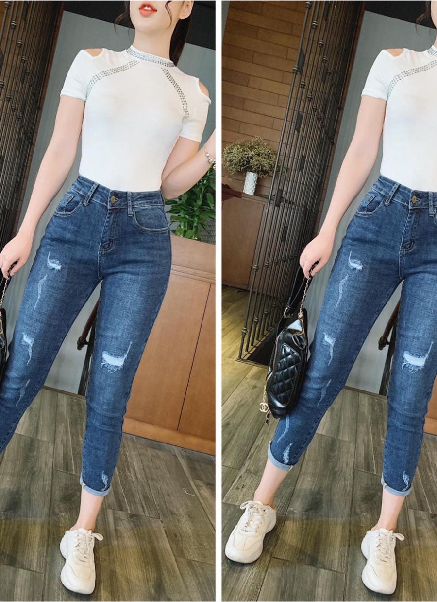 QUẦN JEAN 9 TẤC BIG SIZE RÁCH NHẸ 2728