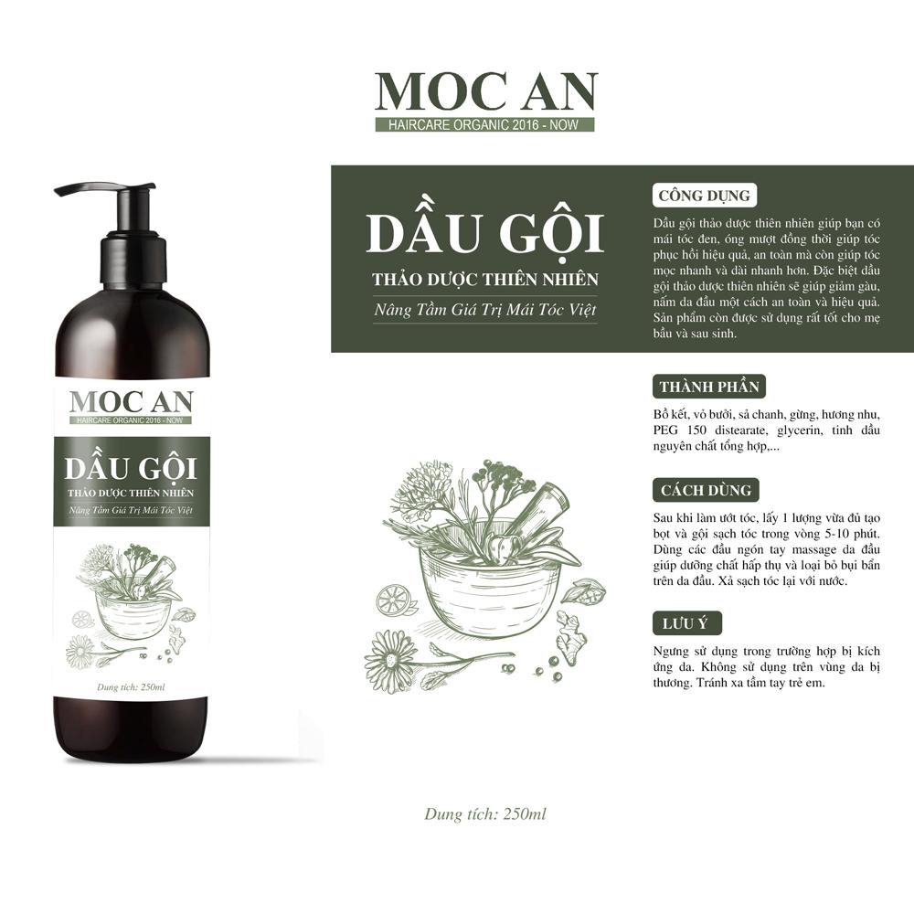 Combo Dầu Gội Thảo Dược Dầu Xả Dừa Bưởi Non Mộc Ân Haircare
