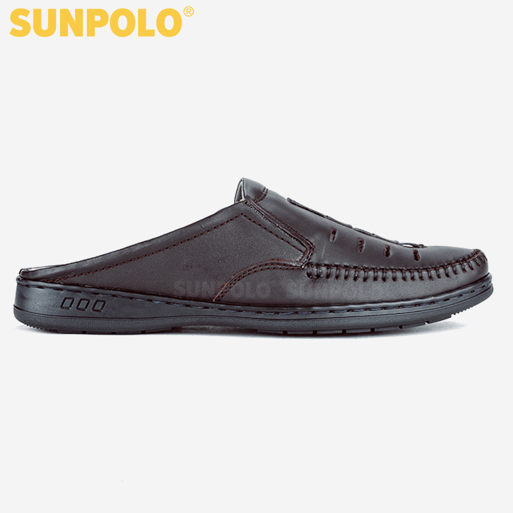 Dép Sục Bít Mũi Nam Da Bò SUNPOLO SPO194