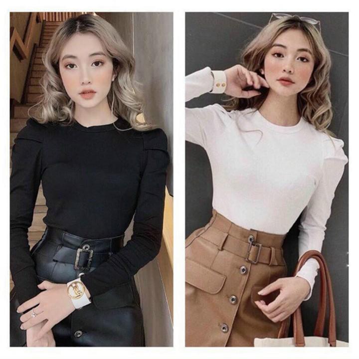 Áo croptop thun nữ tay dài vai phồng thời trang XIXO ATN0029