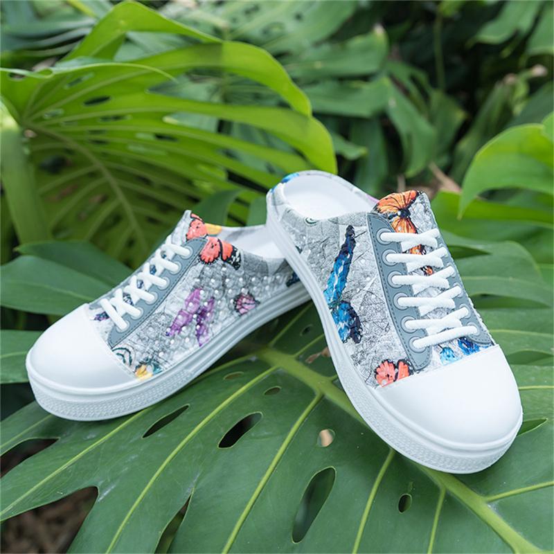 Thời Trang Nữ Mùa Hè Đựng Quần Áo Rỗng Bể Bơi Ngoài Trời Giày Sandal Đi Biển Giày Nước Tắm Xỏ Nhẹ Con La Color: floral purple Shoe Size: 36