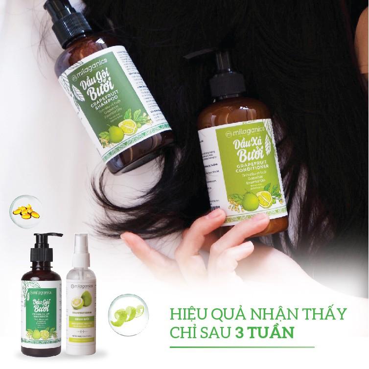 Combo Dầu Gội &amp; Serum Bưởi Kích Thích Mọc Tóc &amp; Ngăn Ngừa Rụng Tóc Từ Tinh Dầu Bưởi Nguyên Chất MILAGANICS (350ml/ Bộ)