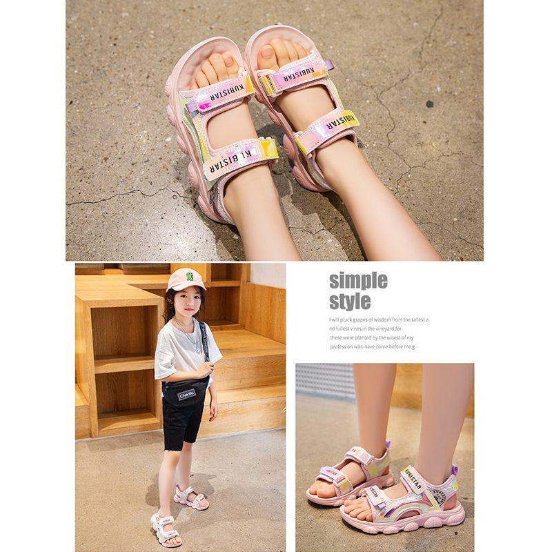 Giày Sandals bé gái quai hậu dán thể thao siêu nhẹ, êm chống trơn cho trẻ em học sinh 6 - 12 tuổi đi học đi biển mùa hè – GSD9002