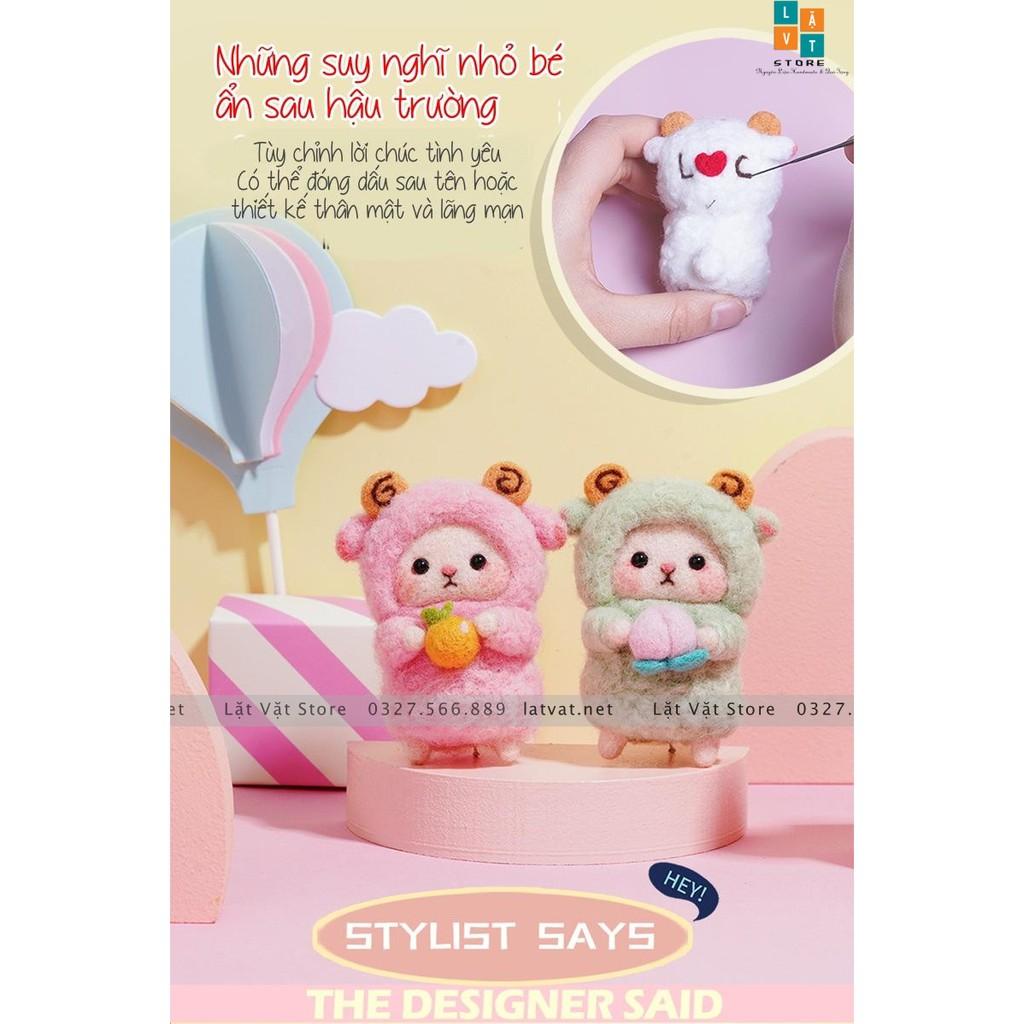 Bộ len chọc Cừu Bé Cưng Đơn Giản Siêu Dễ và Rẻ với LEN XOĂN siêu xịn và đẹp - Needle felting sheep, quà tặng ý nghĩa