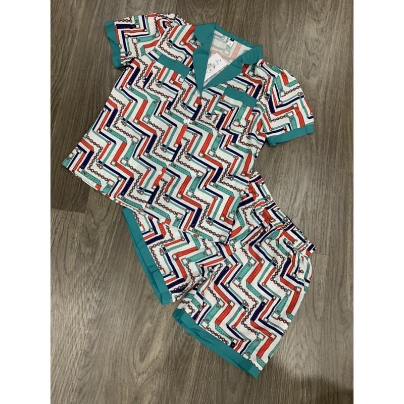 Bộ PIJAMA lụa hàng thiết kế chuẩn đẹp, bộ cộc tay đủ size từ 40-65kg