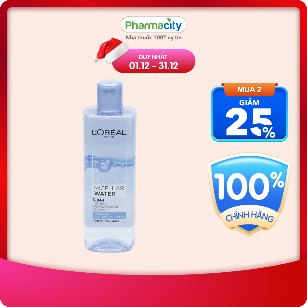 Nước tẩy trang tươi mát L'Oreal Micellar Water Refreshing (400ml)