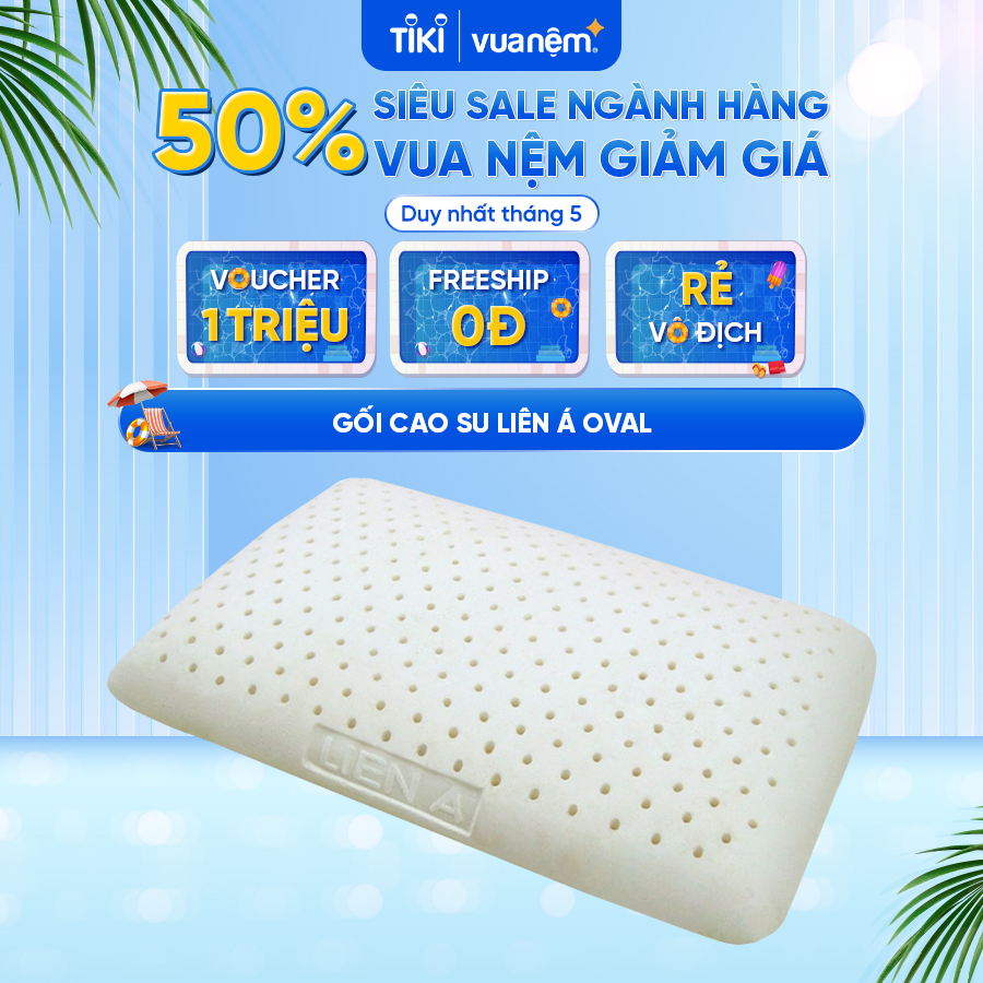 Gối cao su thiên nhiên cao cấp Liên Á Oval 45x65cm đàn hồi cao, thoáng mát, êm ái