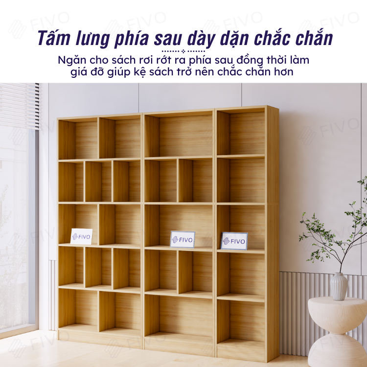 Kệ Sách Đứng Để Sàn Màu Gỗ FIVO FB73, Gỗ MDF Chống Ẩm Cao Cấp Dày Dặn, Có Kèm Tấm Lưng Chắc Chắn, Dễ Dàng Lắp Ráp Và Vệ Sinh