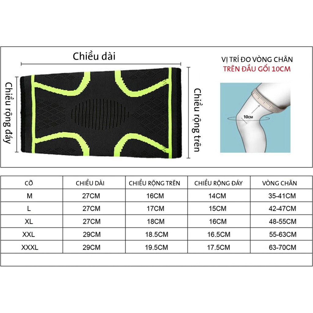 Đai gối đàn hồi bảo vệ đầu gối khi chơi thể thao Aolikes AL7718 (1 đôi) - Xanh - M