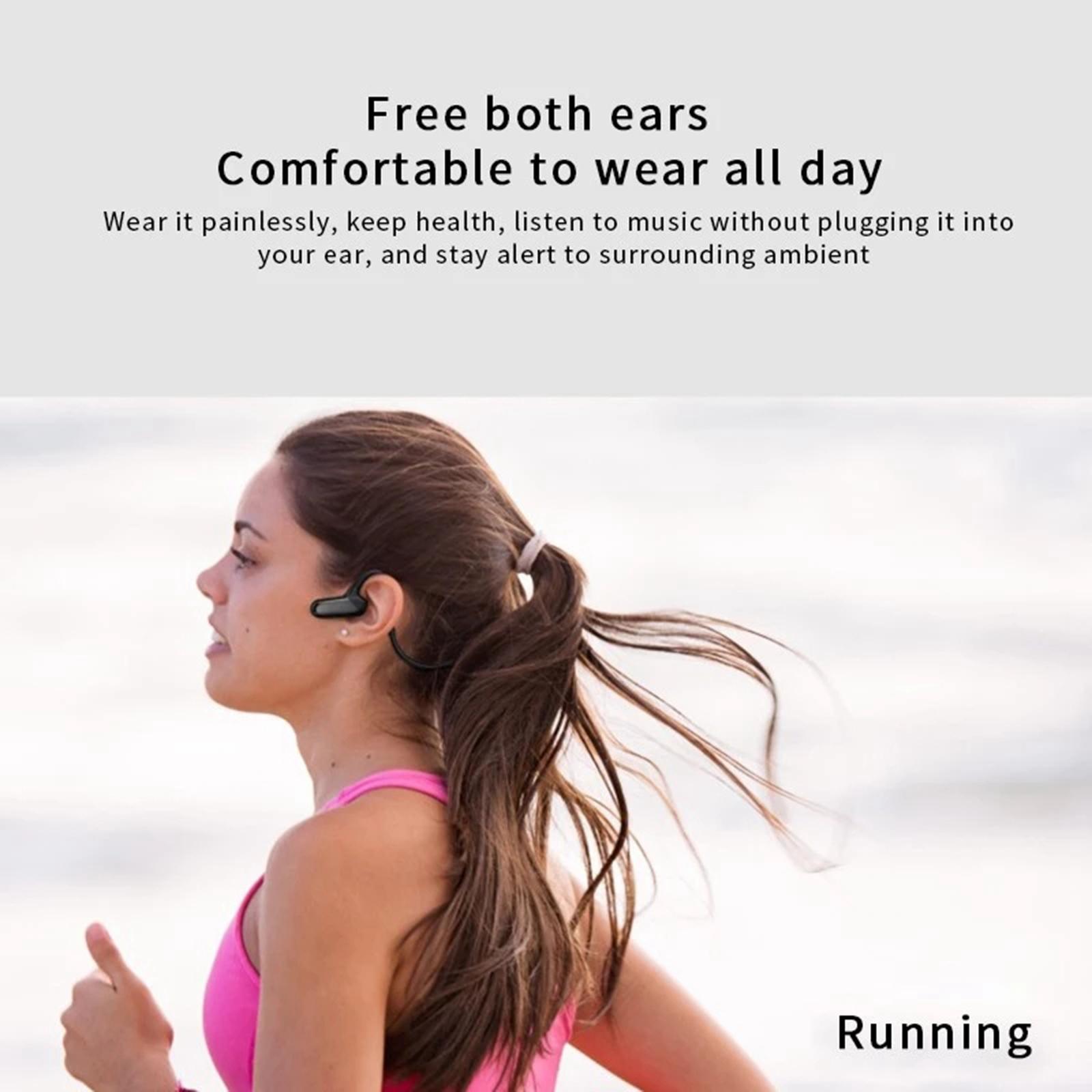 Handsfree Bluetooth Headset Open Ear Stereo Sports Wireless Earphones Black