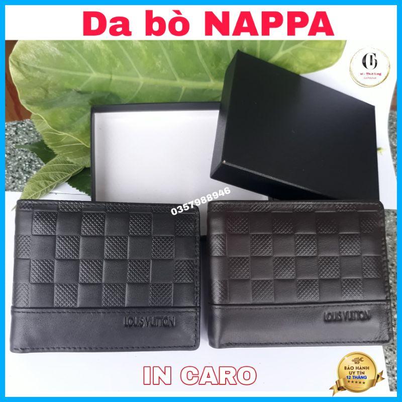 Bóp da nam cao cấp da bò Nappa dập vân Caro dáng ngang STORE CH