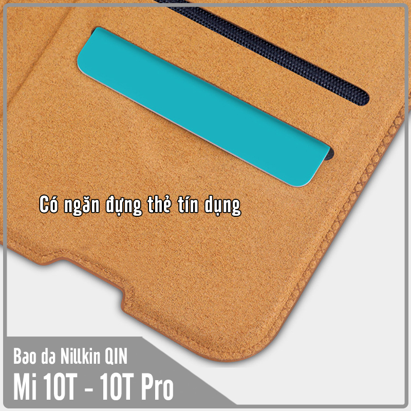Bao da cho Xiaomi Mi 10T - Mi 10T Pro - Redmi K30S Nillkin Qin - Hàng Nhập Khẩu