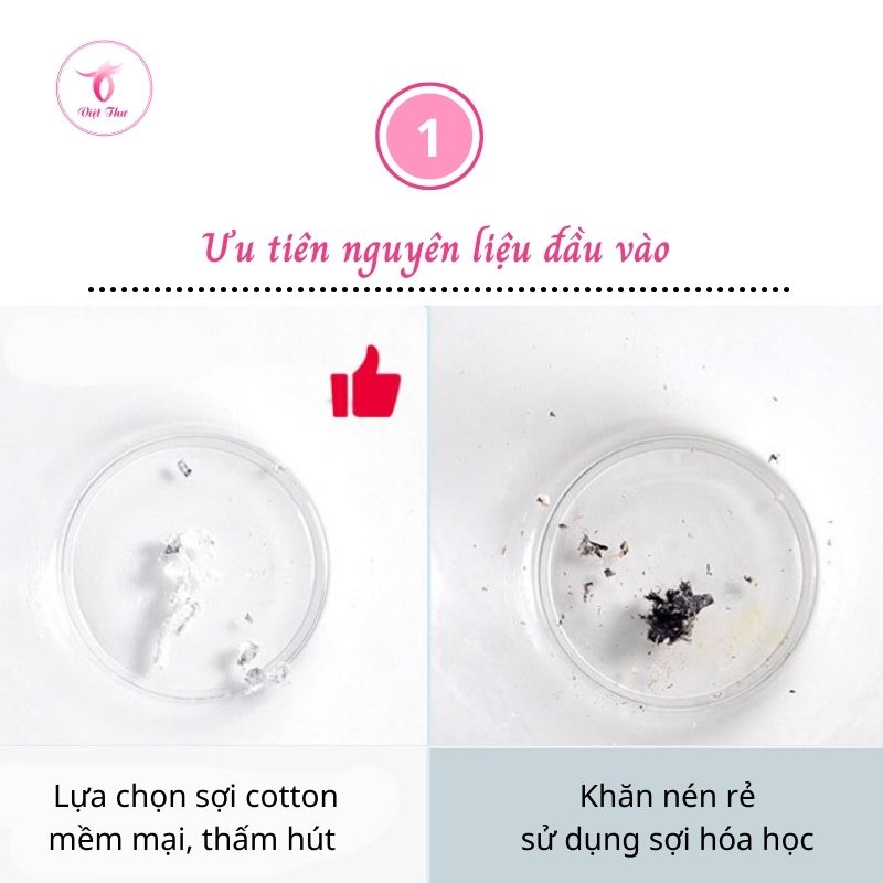 Khăn lau mặt dùng 1 lần, khăn mặt nén 100% cotton mềm mịn, kháng khuẩn tốt, bảo vệ làn da khỏi mụn Việt Thư