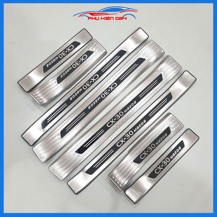 Ốp bậc cửa, nẹp bước chân INOX cho xe Mazda CX30 CX-30 2021-2022-2023