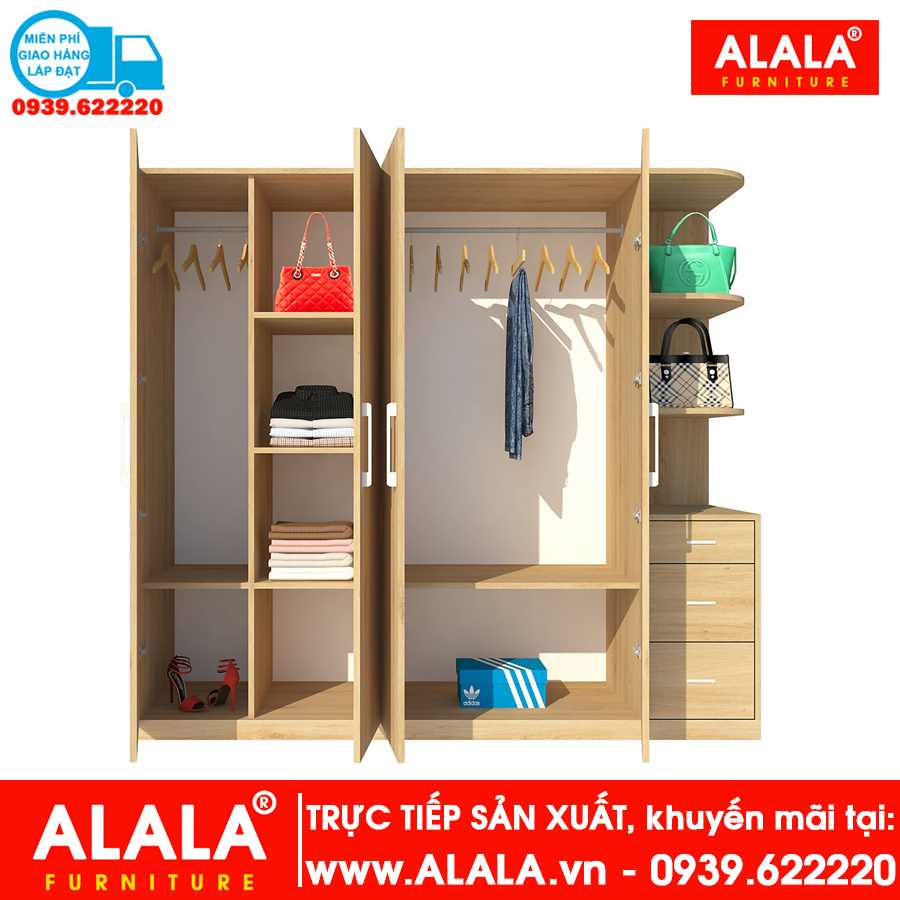 Tủ quần áo ALALA272 gỗ HMR chống nước - www.ALALA.vn - 0939.622220