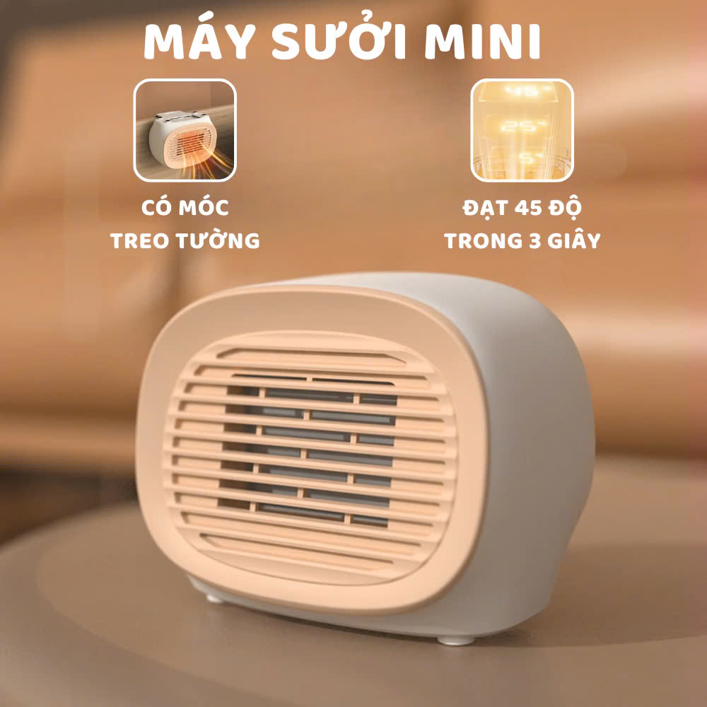 Máy sưởi mini để bàn công suất 400W, làm ấm góc rộng, nóng nhanh, nhỏ gọn tiện lợi, Quạt Sưởi Gốm Văn Phòng Du Lịch Dã Ngoại Phượt - Hàng Nhập Khẩu