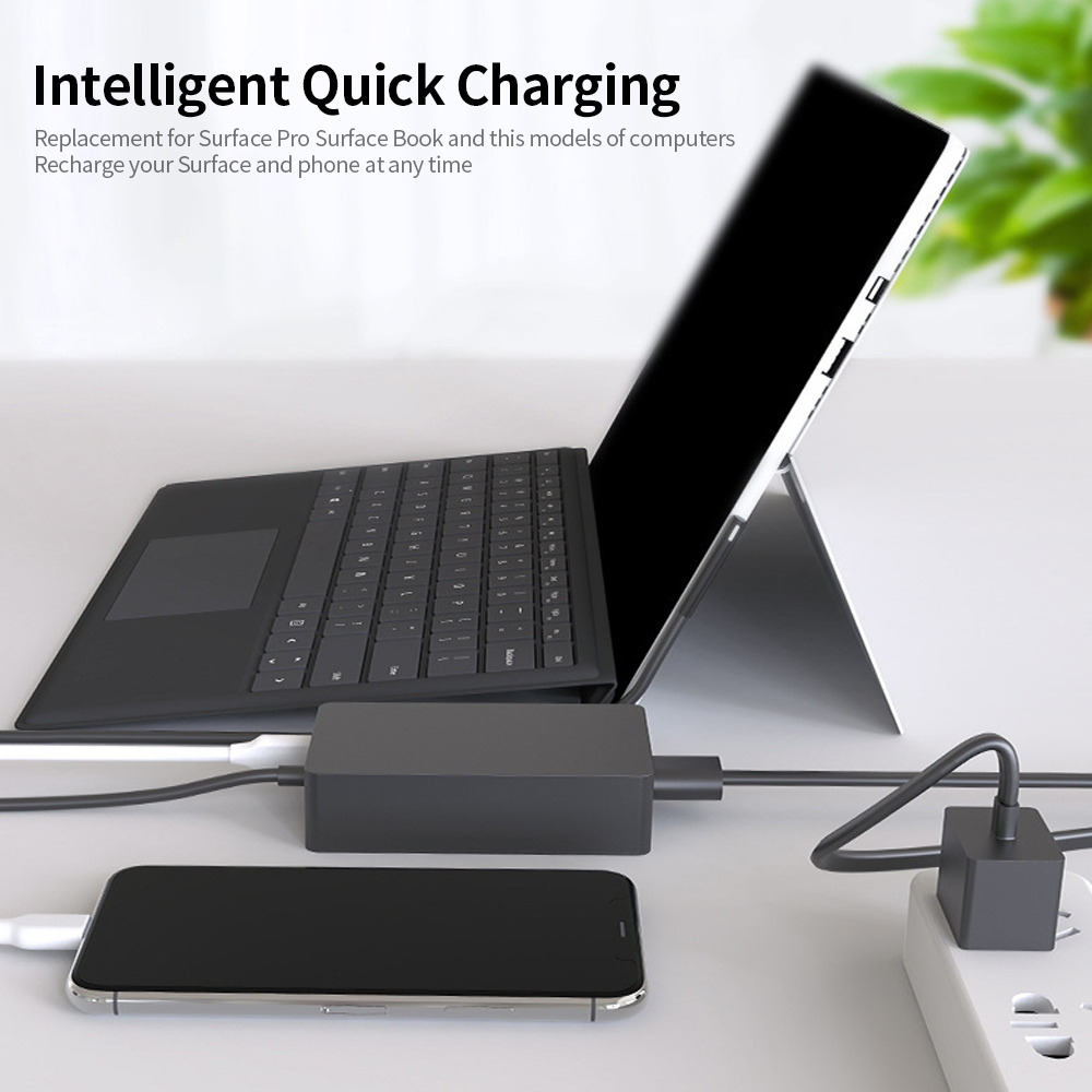 Bộ Đổi Nguồn AC Cắm 65WT Cho MicrosoFT Surface Pro Us, Màu Đen