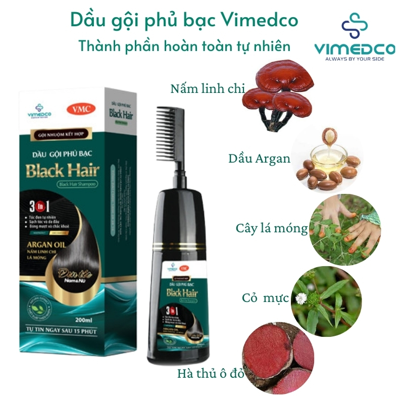 Gội phủ bạc thảo dược, gội đen tóc VIMEDCO