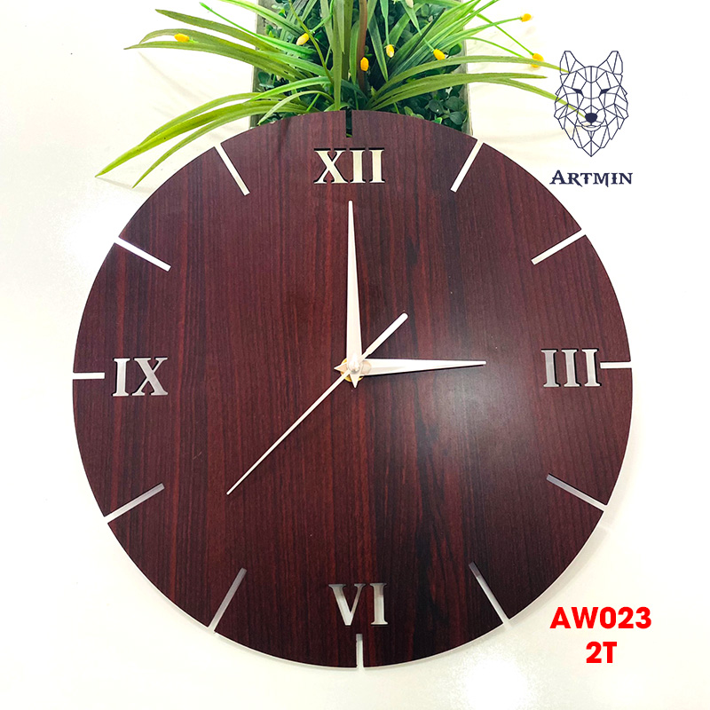 AW023 - Đồng Hồ Gỗ Treo Tường – Décor Trang Trí Số La Mã