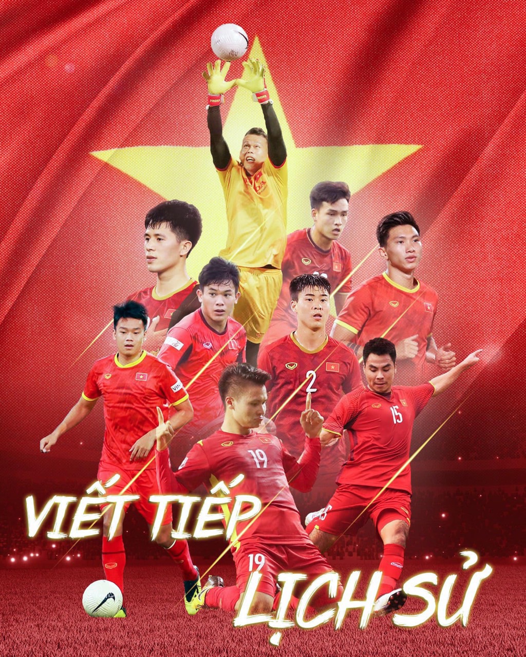 Tranh ảnh poster treo đội tuyển bóng đá Việt Nam 3-6 tấm a4 khác nhau