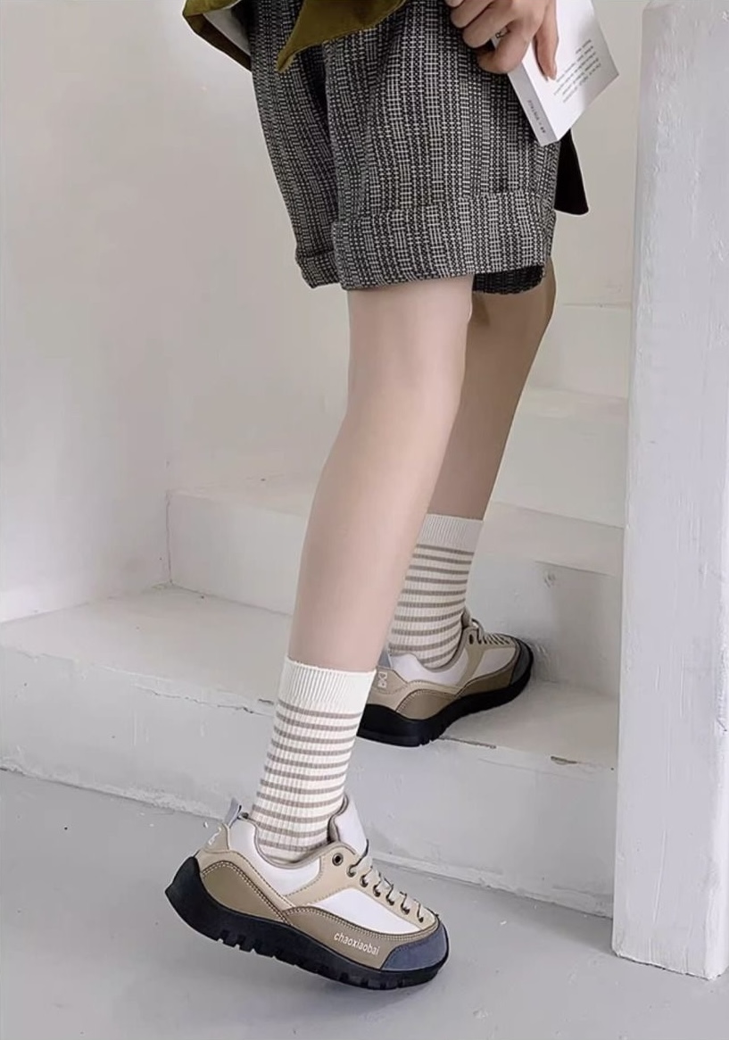 SET 5 ĐÔI TẤT NỮ GẤU KẺ CAO CỔ DỄ THƯƠNG DÀNH CHO NỮ