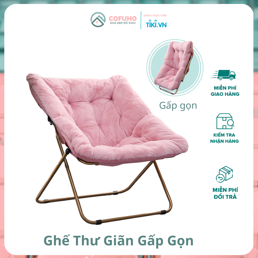 Ghế Thư Giãn Đọc Sách Gấp Gọn PH2293, Ghế Sofa Lười Xếp Gọn Decor Ban Công, Phòng Ngủ, Trang Trí Phòng Khách, Ghế Lười Đệm Lông Mềm