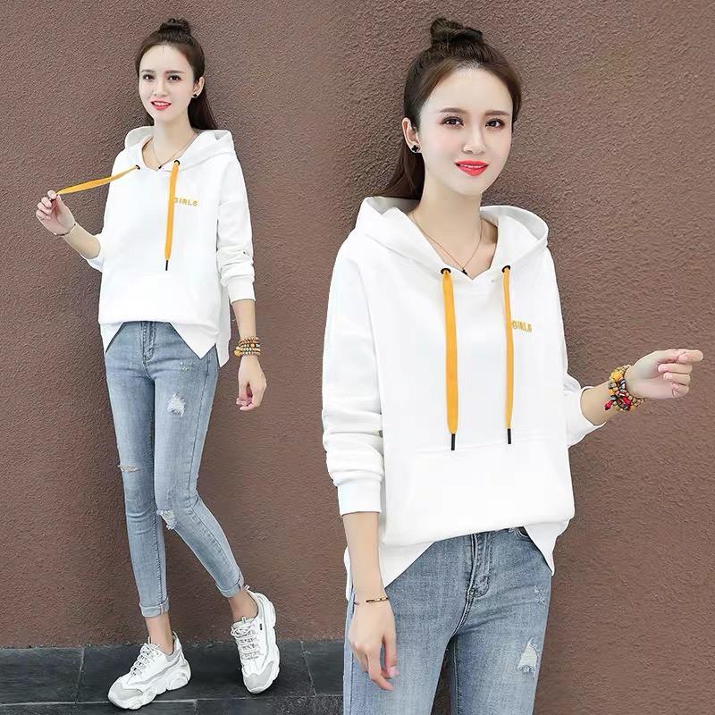 Áo nỉ nữ thêu chữ girl túi trước trẻ trung