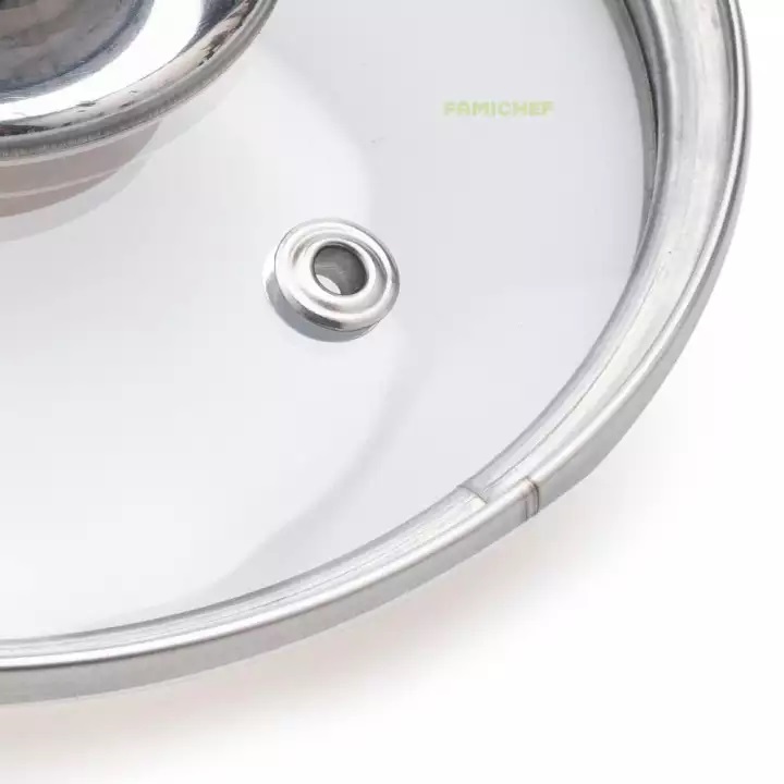 Quánh inox nắp kính 3 đáy FiveStar FSQ12001 12cm
