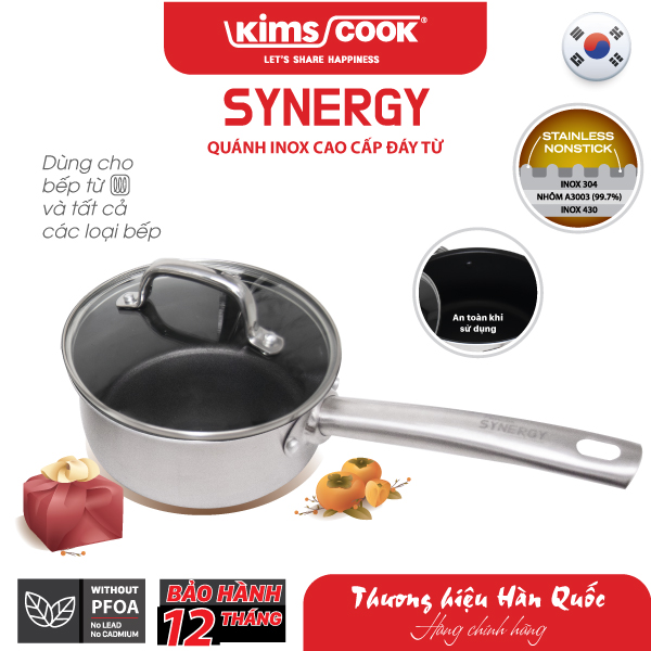 Quánh Synergy đáy từ inox 2 lớp chống dính Kims Cook