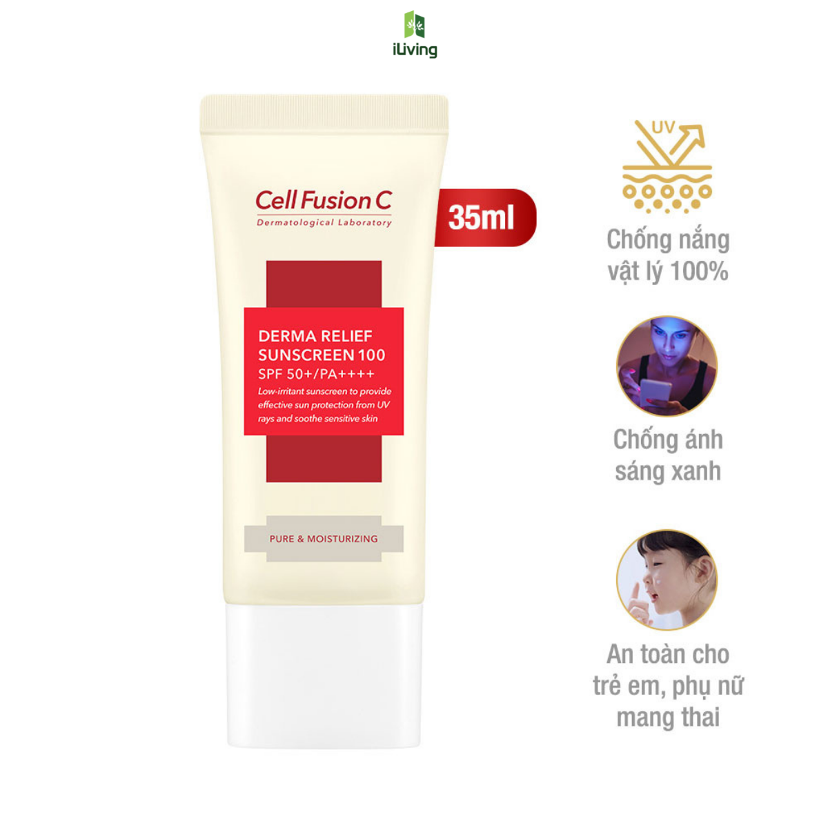 Kem chống nắng chống ánh sáng xanh Cell Fusion C Derma Relief Sunscreen 100 SPF50+/ PA+++  ILIVING-CELKCNCASX