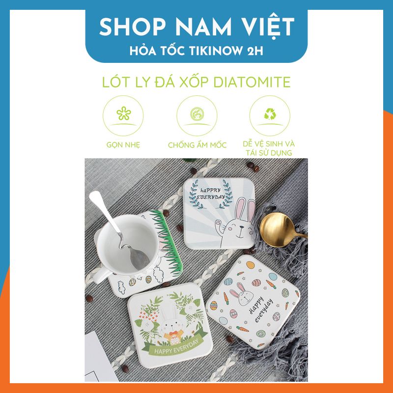 Miếng Lót Ly, Đế Lót Đá Xốp Diatomite Siêu Thấm Hút