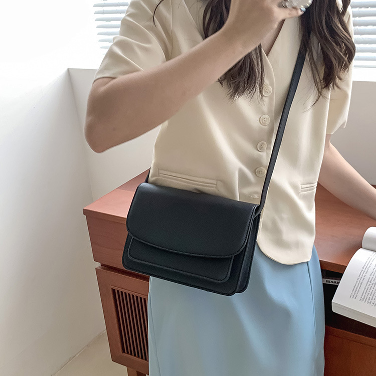 (Đen/Nâu) Túi Xách Nữ, Túi Đeo Chéo Túi Hộp Basic Da Trơn Retro Ulzzang Style Công Sở Đi Chơi Đi Làm