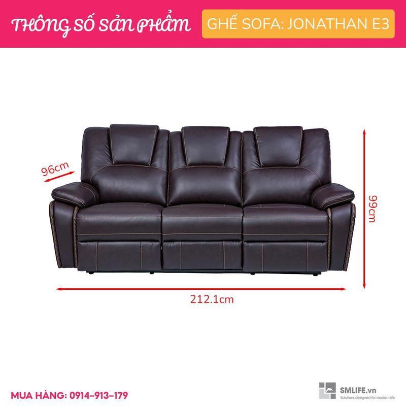 Ghế sofa 3 chỗ ngã lưng thư giãn bằng điện sang trọng SMLIFE Jonathan E3 | D212 x R96 x C99cm | nâng hạ lưng ghế