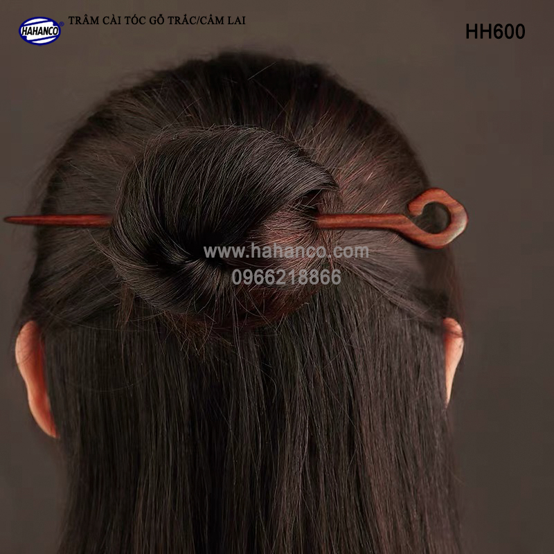 Trâm cài tóc bằng gỗ Cẩm Lai/Trắc HH600 - phong cách cổ trang, điêu khắc sang chảnh HOT TREND cho nữ - HAHANCO