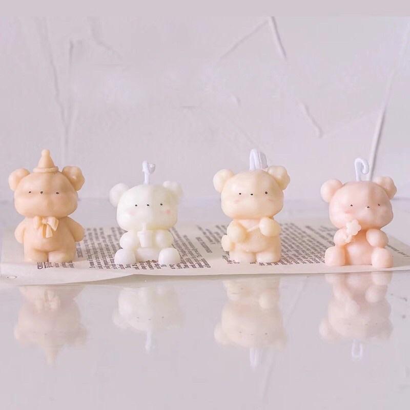 Combo Nến Thơm Hai Chú Gấu Mini Xinh Xắn, Phụ Kiện Decor - Dory Lab