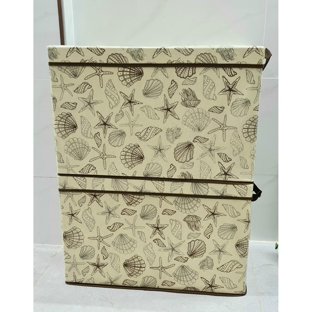 Combo 2 Hộp Vải Size Lớn đựng chăn màn nắp dời ốc sò tiện lơi - MƠI