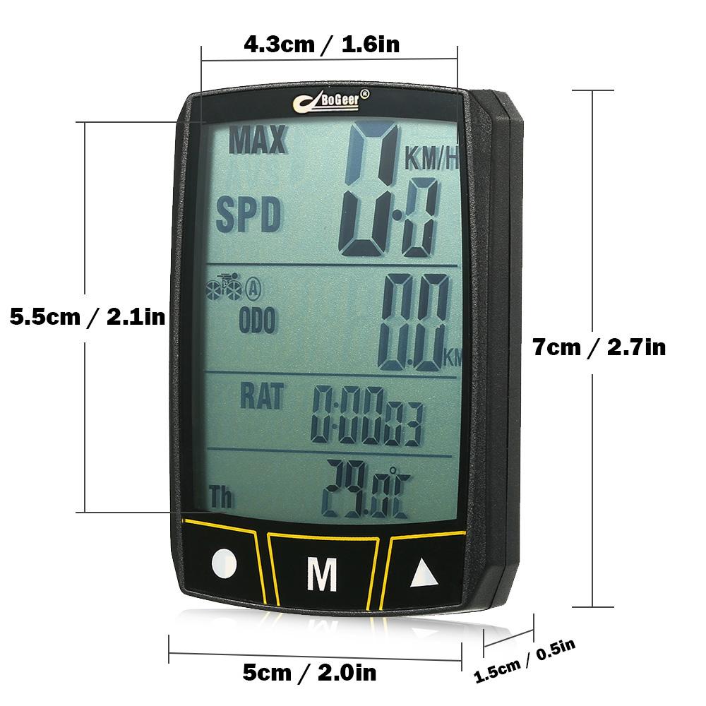 Đồng hồ đo tốc độ xe đạp không dây với cảm biến đo nhịp tim chống thấm nước
