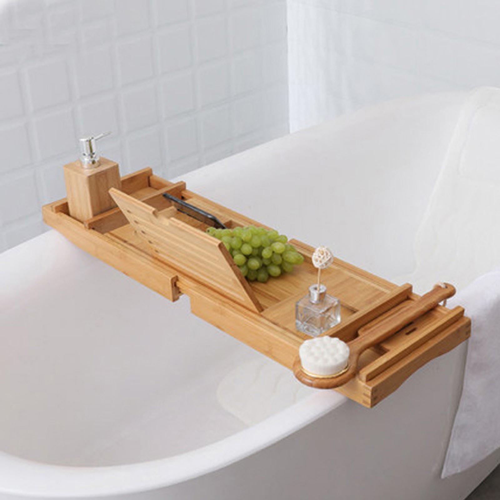 Luxury Bamboo Bathtub Caddy Tray Bath Organizer Rack Bathtub Accessories