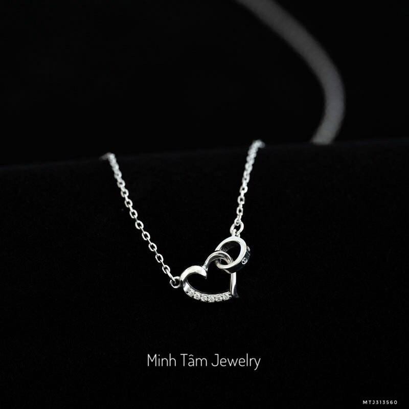 Dây chuyền bạc nữ Minh Tâm Jewelry,Vòng cổ bạc trái tim nạm đá xi kim