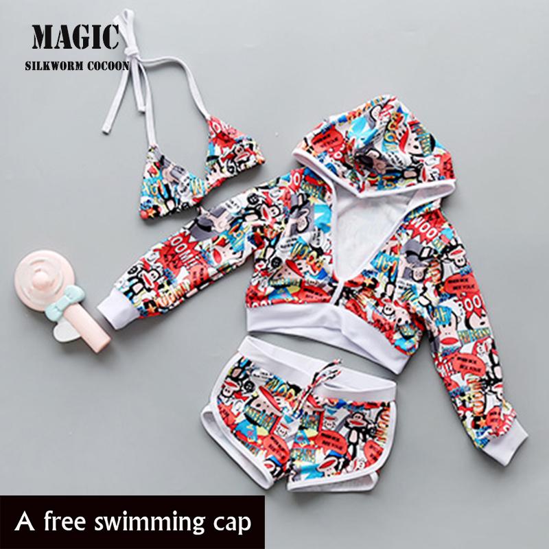 Áo Tắm Bé Gái Trẻ Em In 3 Miếng Riêng Biệt Đồ Bơi Trẻ Em Đi Biển 3 Bộ Đồ Bơi Trẻ Em Đồ Bơi