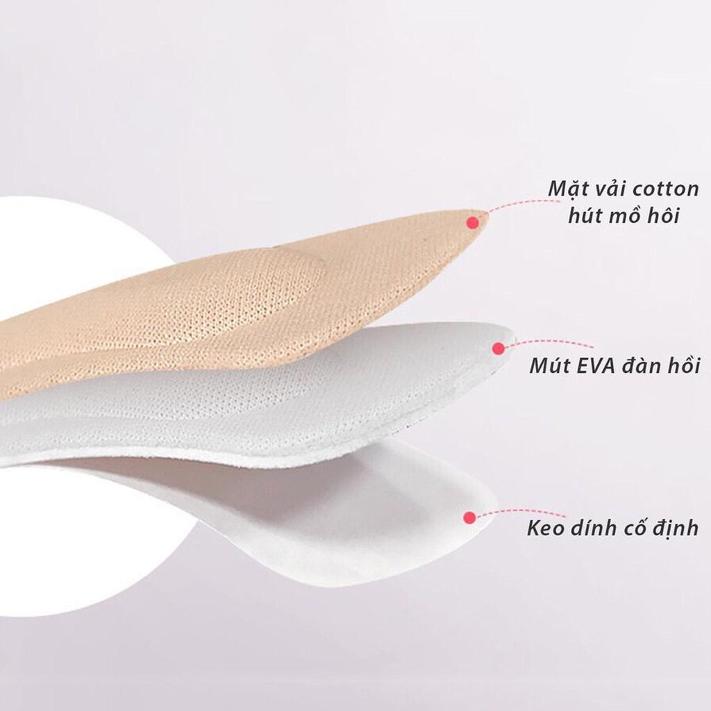 Miếng lót giày cao gót nữ HACHIKI cotton bảo vệ gót giảm đau chân chống trầy chân LG02 - Đen