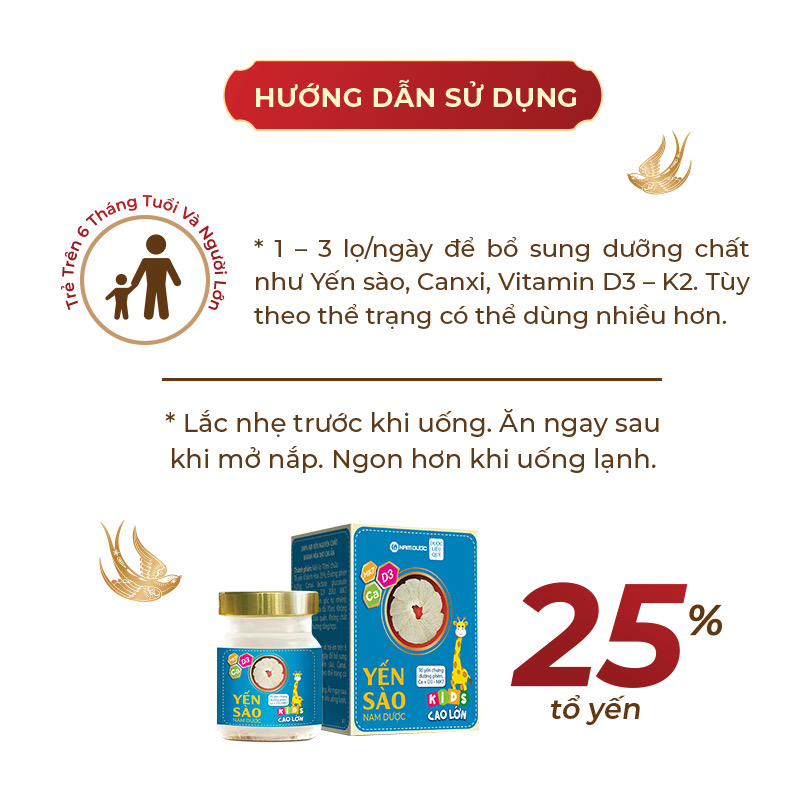 Yến sào Nam Dược kids cao lớn, tăng sức đề kháng cho bé, bé ăn ngon và phát triển chiều cao hũ 70g