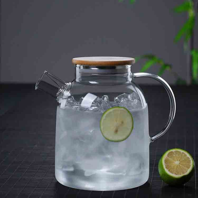 Bình pha trà, hoa trà, thảo mộc bằng thủy tinh nắp gỗ sang trọng 1800ml