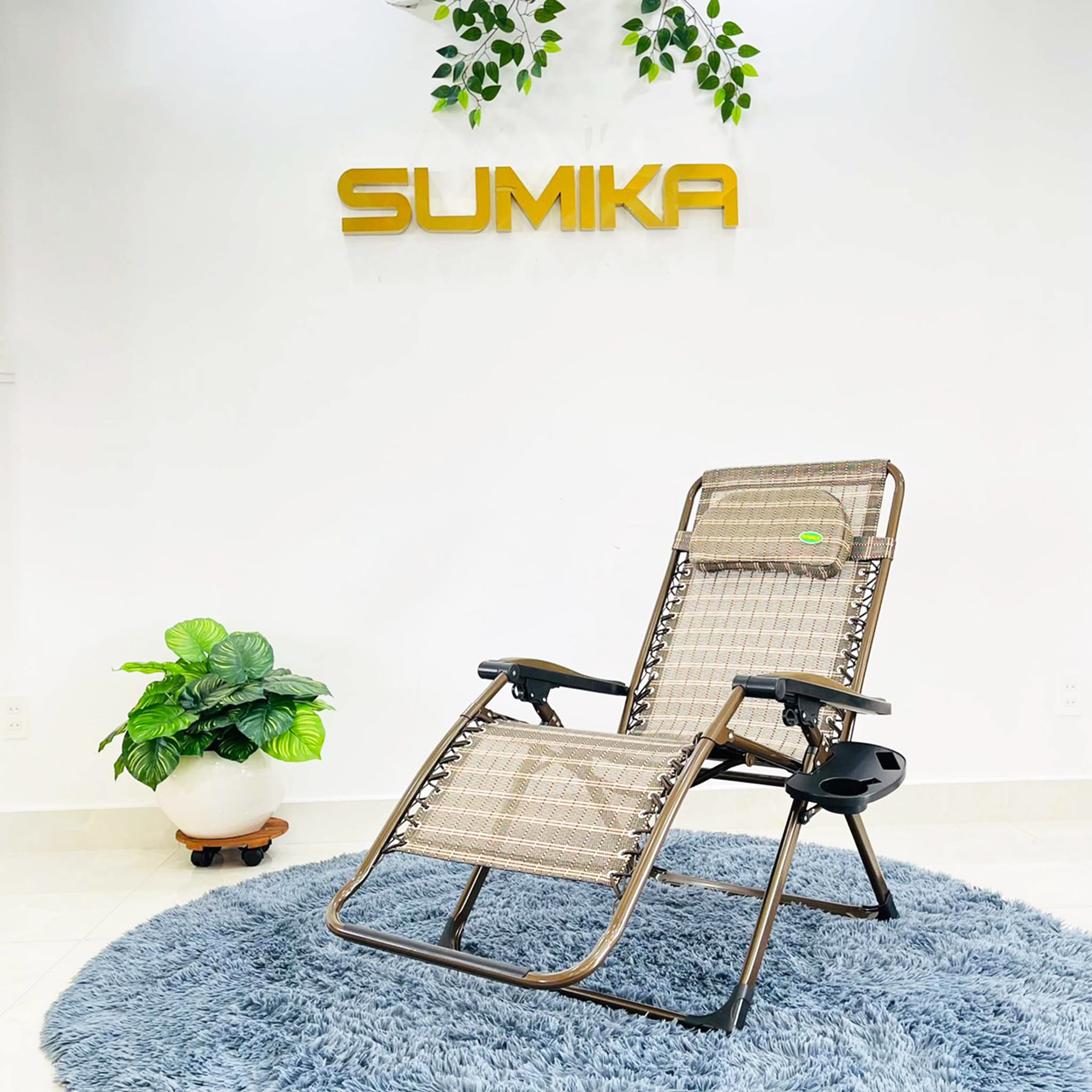 Ghế xếp thư giãn SUMIKA 638 - Dòng cao cấp, bề rộng 73cm, vải lưới Textilene thoáng khí, tải trọng 300kg