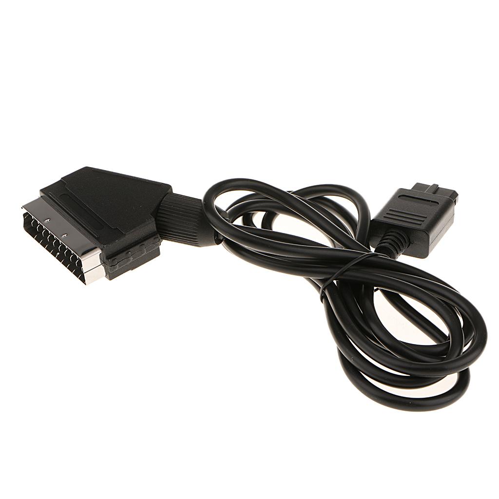 1.8m/6ft RGB Scart Cable AV Stereo Cord Audio & Video TV Lead for SNES  N64 NTSC Nintendo 64 Super Nintendo Game Consoles - Black