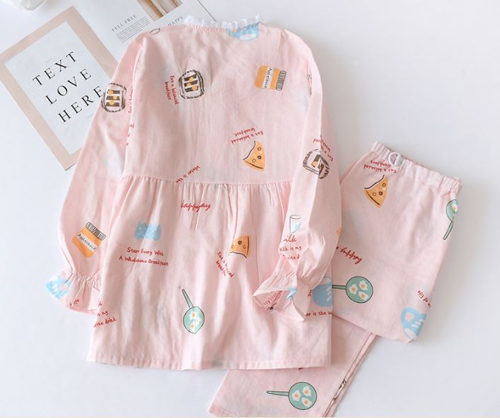 Đồ Bộ Pyjama Bầu Và Sau Sinh Dài Tay AZ2210  Chất Liệu Xô Nhật Mặc Mùa Hè Thu Có Thiết Kế Cho Con Bú Tiện Lợi