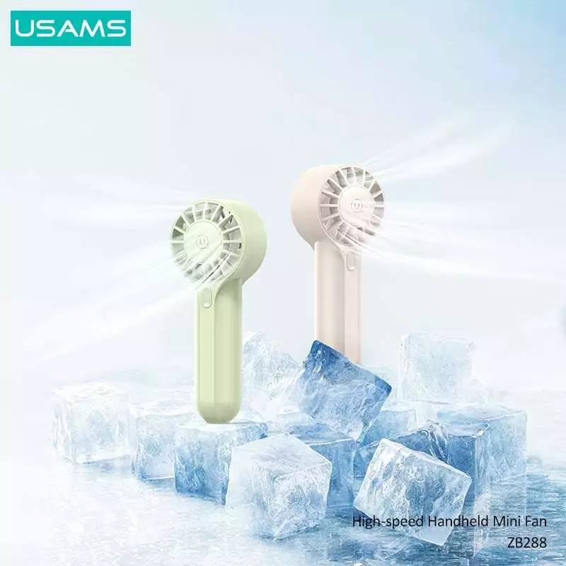 Quạt cầm tay mini  nhỏ gọn dung lựng pin 1200mah cổng sạc Type C USams ZB288 _ Hàng chính hãng