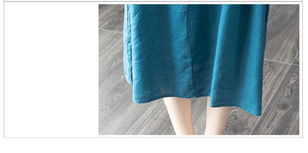 Đầm Linen suông nữ cổ tròn ngắn tay, váy suông nữ form rộng tay ống loe, chất Linen mềm cao cấp Đũi Việt