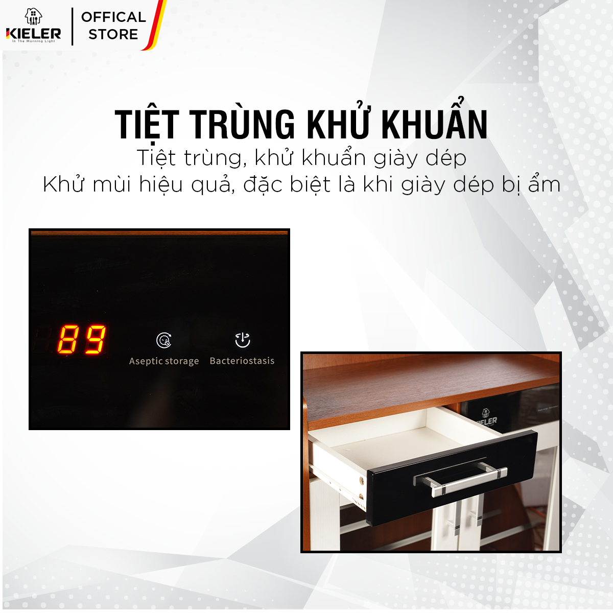 Tủ sấy giày KL-TG850 làm khô tự động 24 giờ liên tục luôn trong tình trạng khô ráo, sạch sẽ, khử mùi cho giày dép bị ẩm - Hàng Chính Hãng